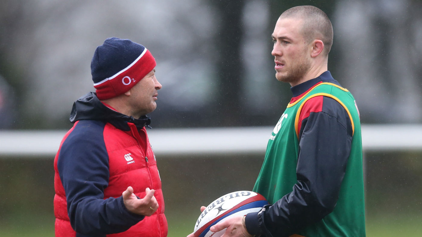 England rugby head coach Eddie Jones and full-back Mike Brown