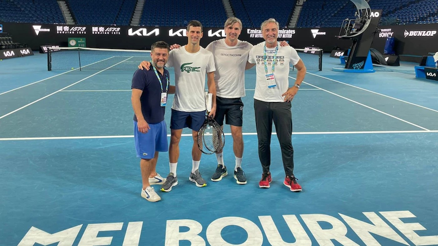 Novak Djokovic with his team in Melbourne 