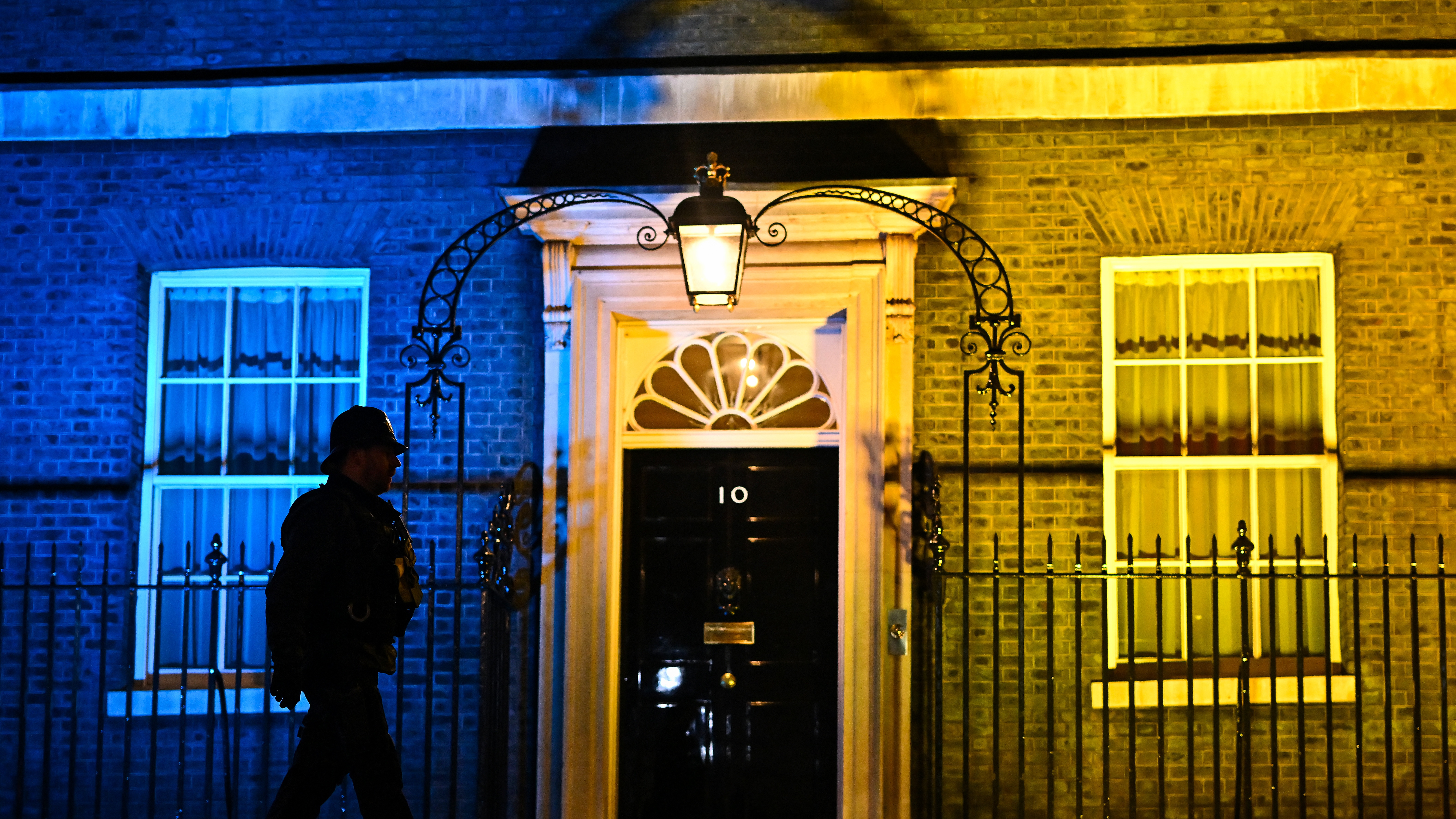 Downing Street lit up in solidarity with Ukraine