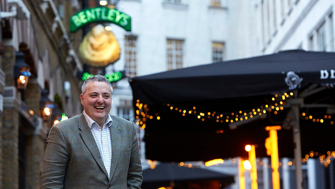 Chef Richard Corrigan outside Bentley’s Oyster Bar &amp; Grill in London