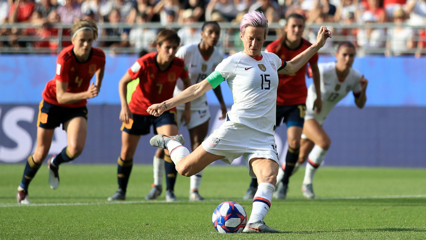 US captain Megan Rapinoe stepped up to score two penalties in the last 16 against Spain 