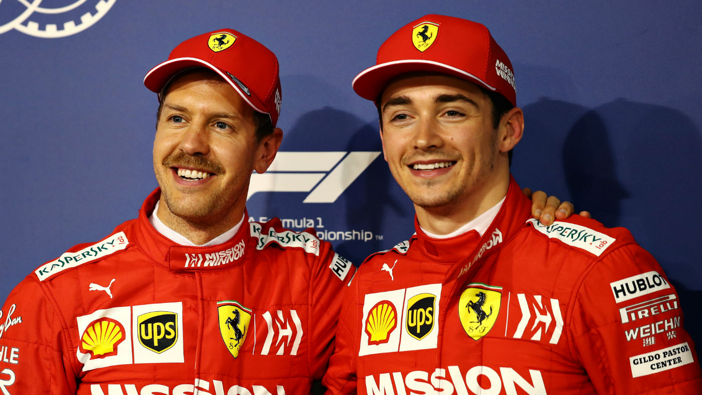Sebastian Vettel and his Ferrari team-mate Charles Leclerc 