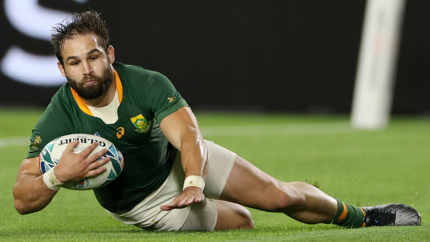 South Africa scrum-half Cobus Reinach scored the fastest hat-trick in Rugby World Cup history