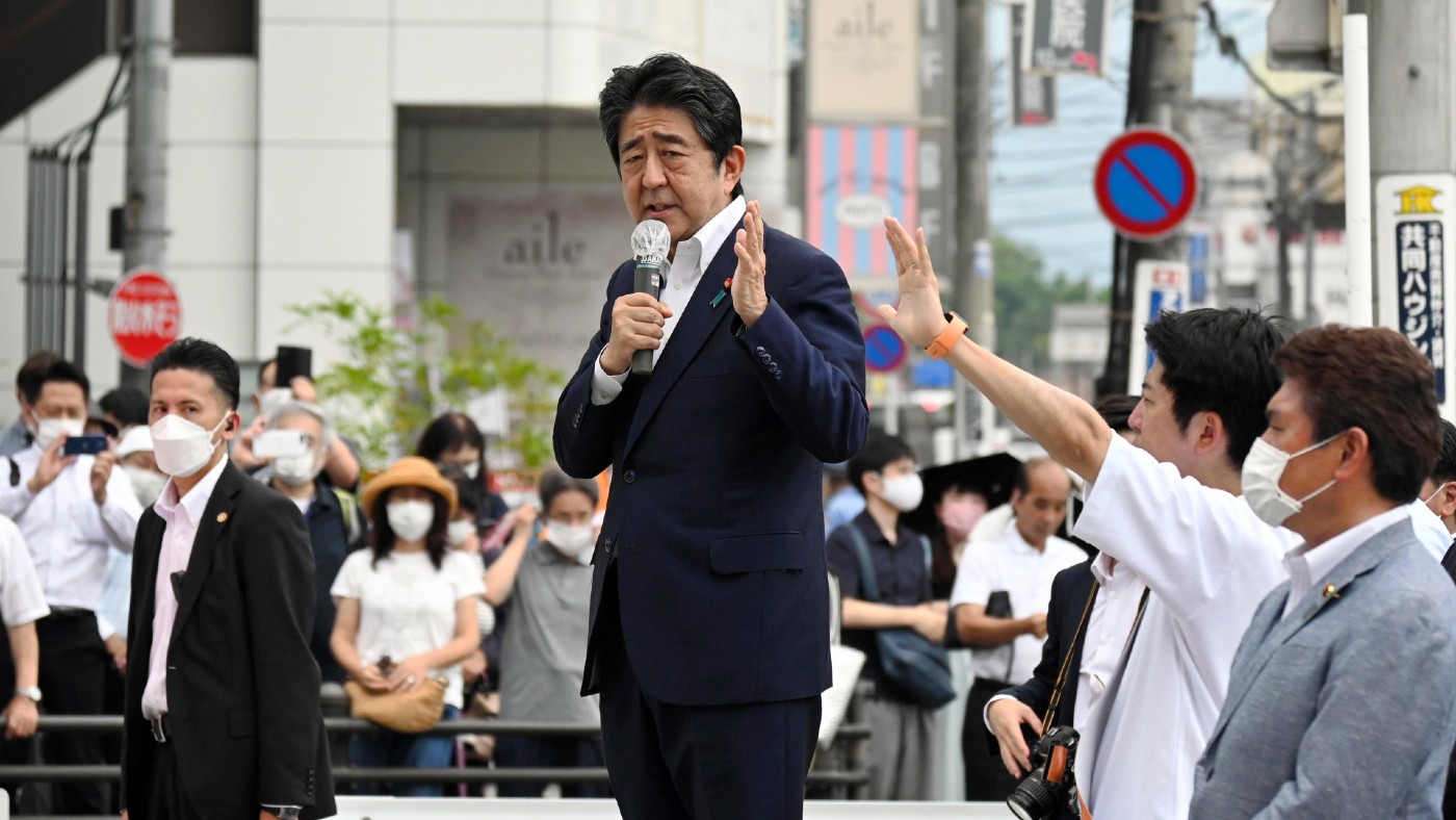 Shinzo Abe making a speech