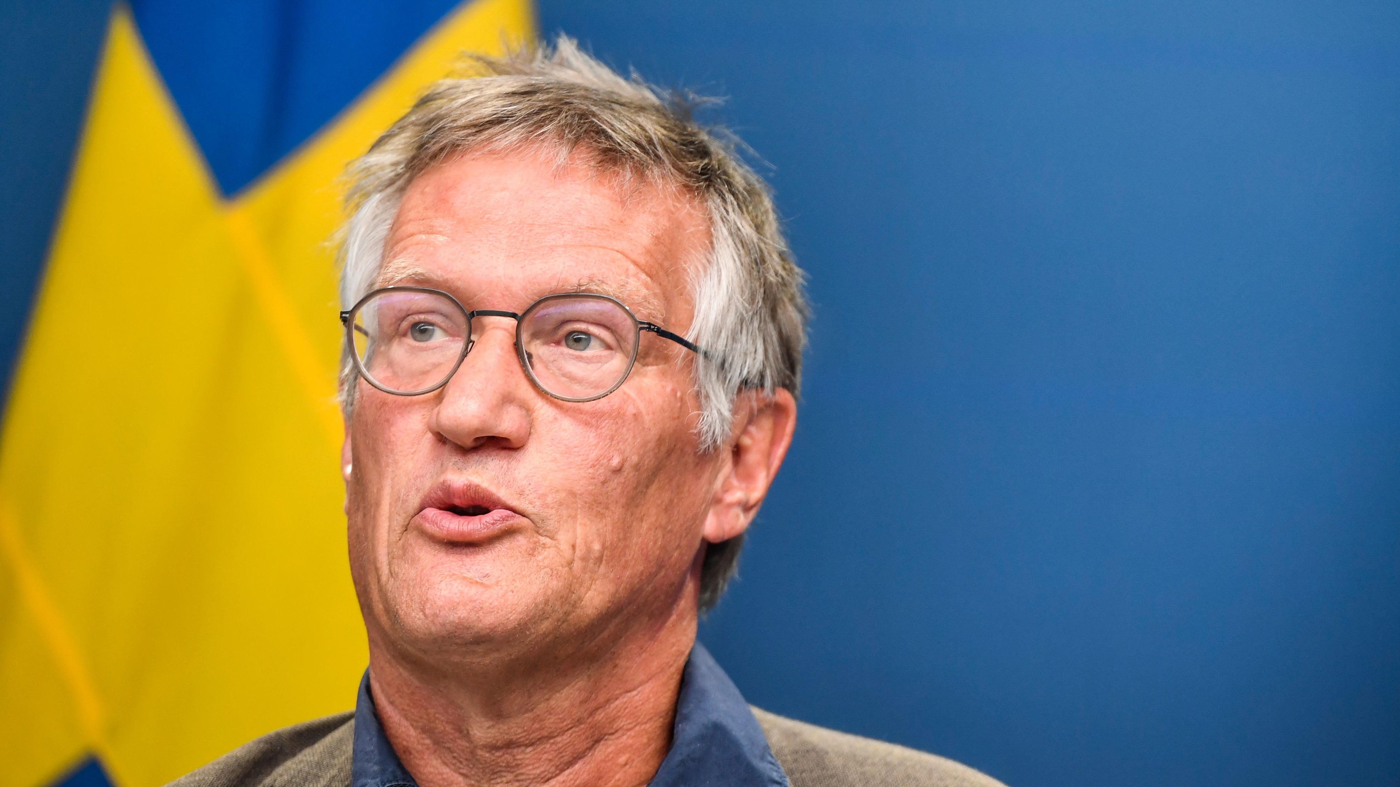Swedish state epidemiologist Anders Tegnell speaks during a news conference