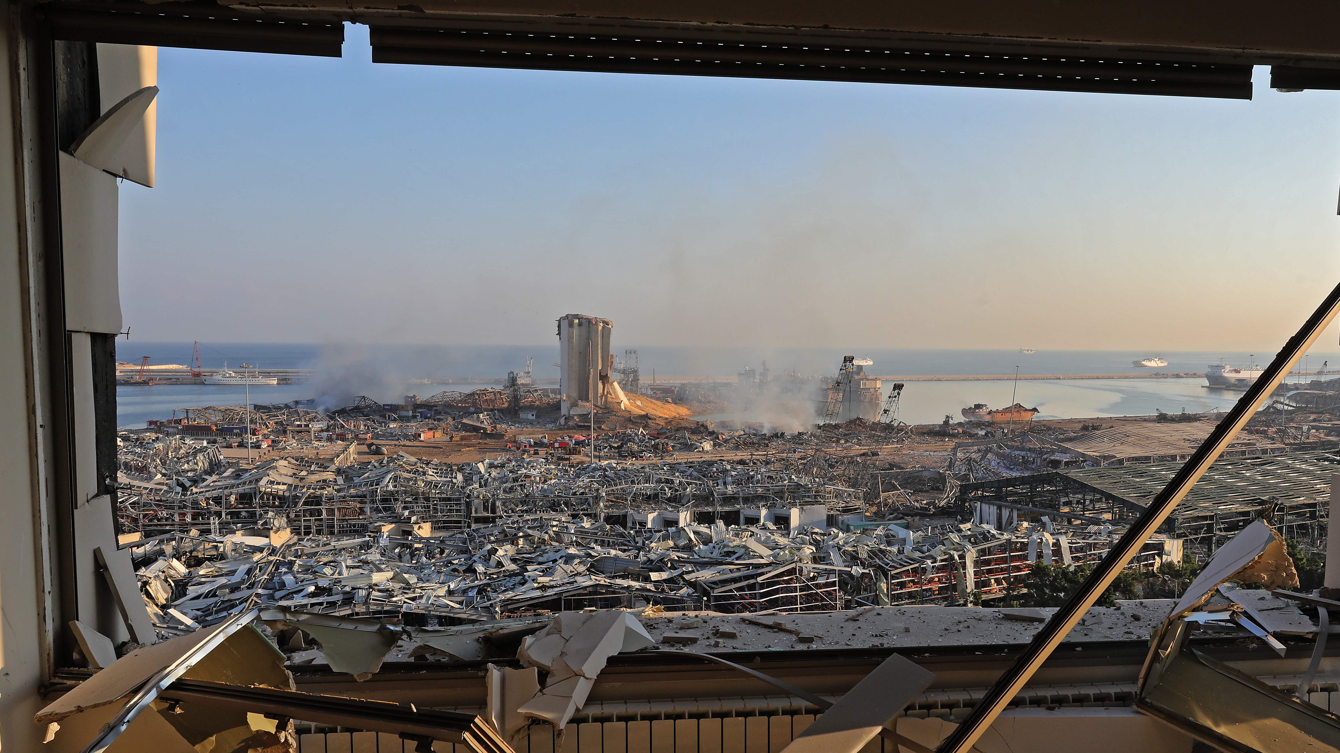 The aftermath of the Beirut port explosion in August 2020