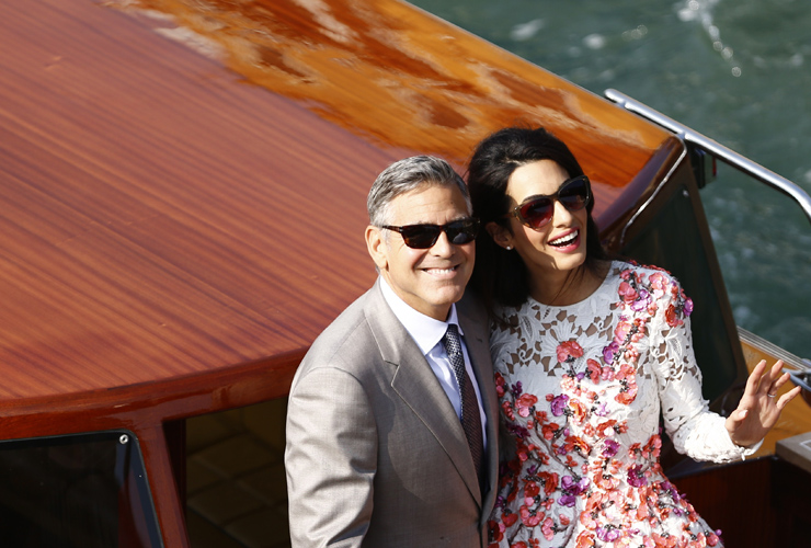 George Clooney and Amal Alamuddin in Venice after their wedding