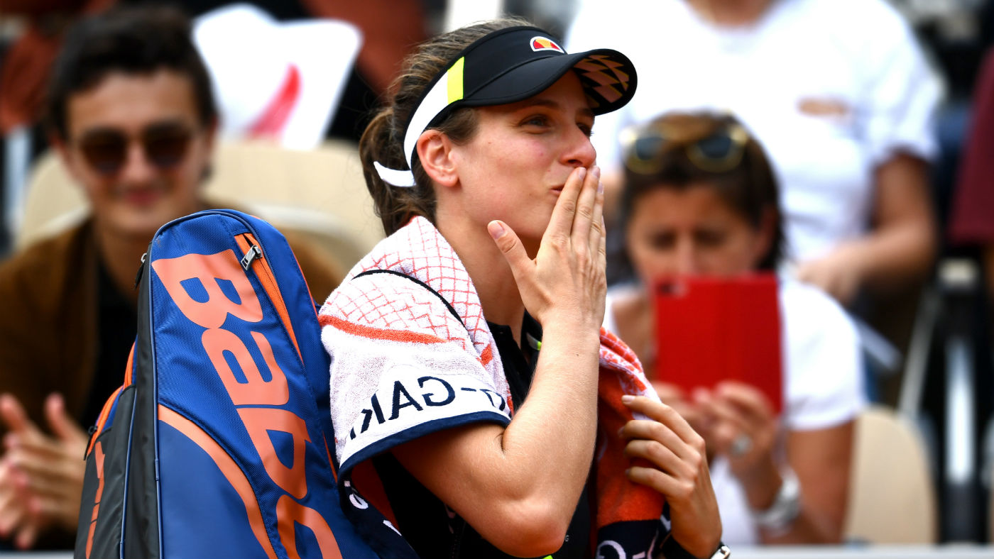 Johanna Konta celebrates her quarter-final win over Sloane Stephens at the French Open