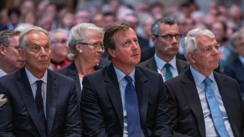 Tony Blair, David Cameron and John Major at a memorial service for ex-Liberal Democrat leader Paddy Ashdown