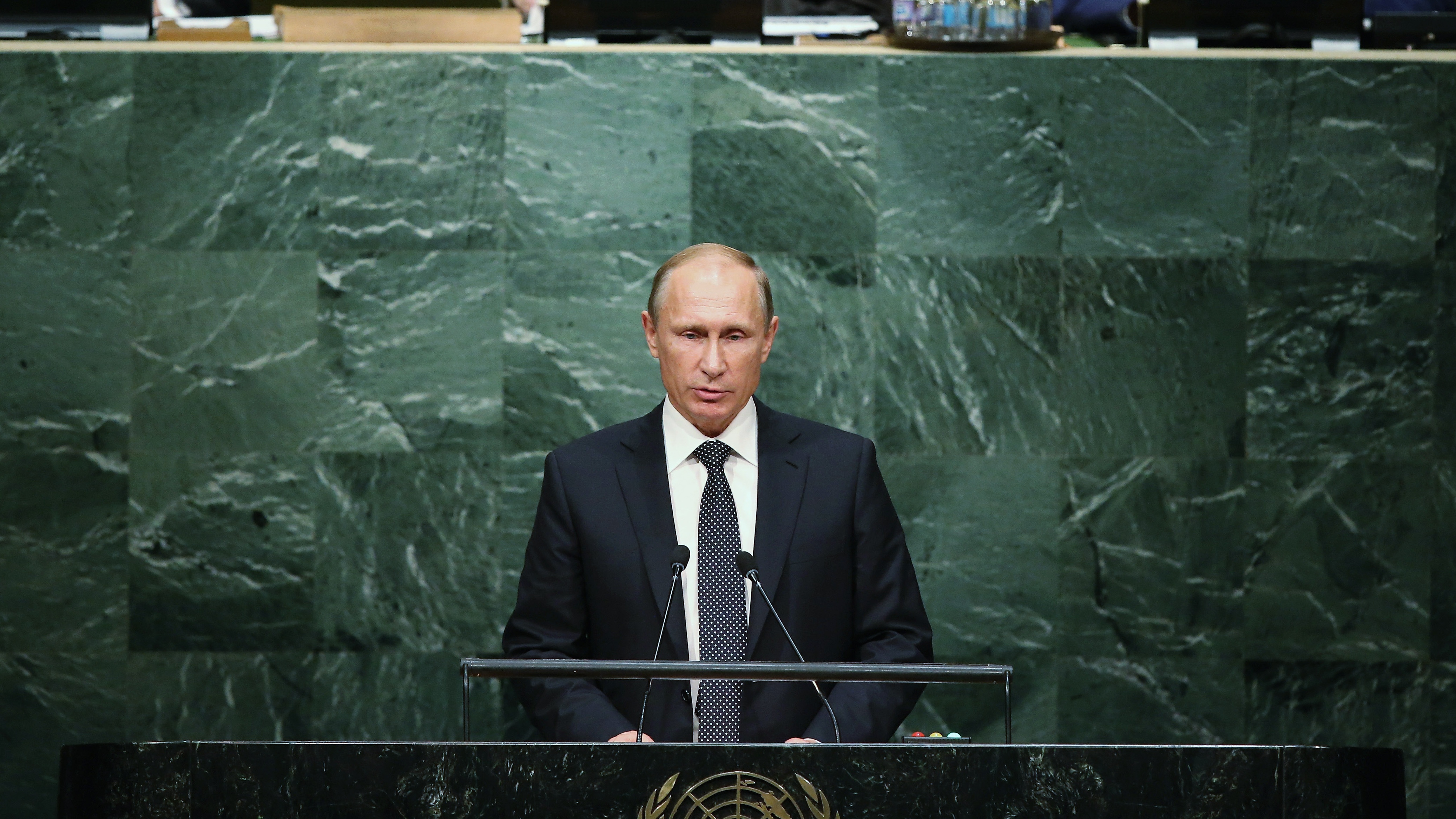 Vladimir Putin addressing the UN General Assembly.