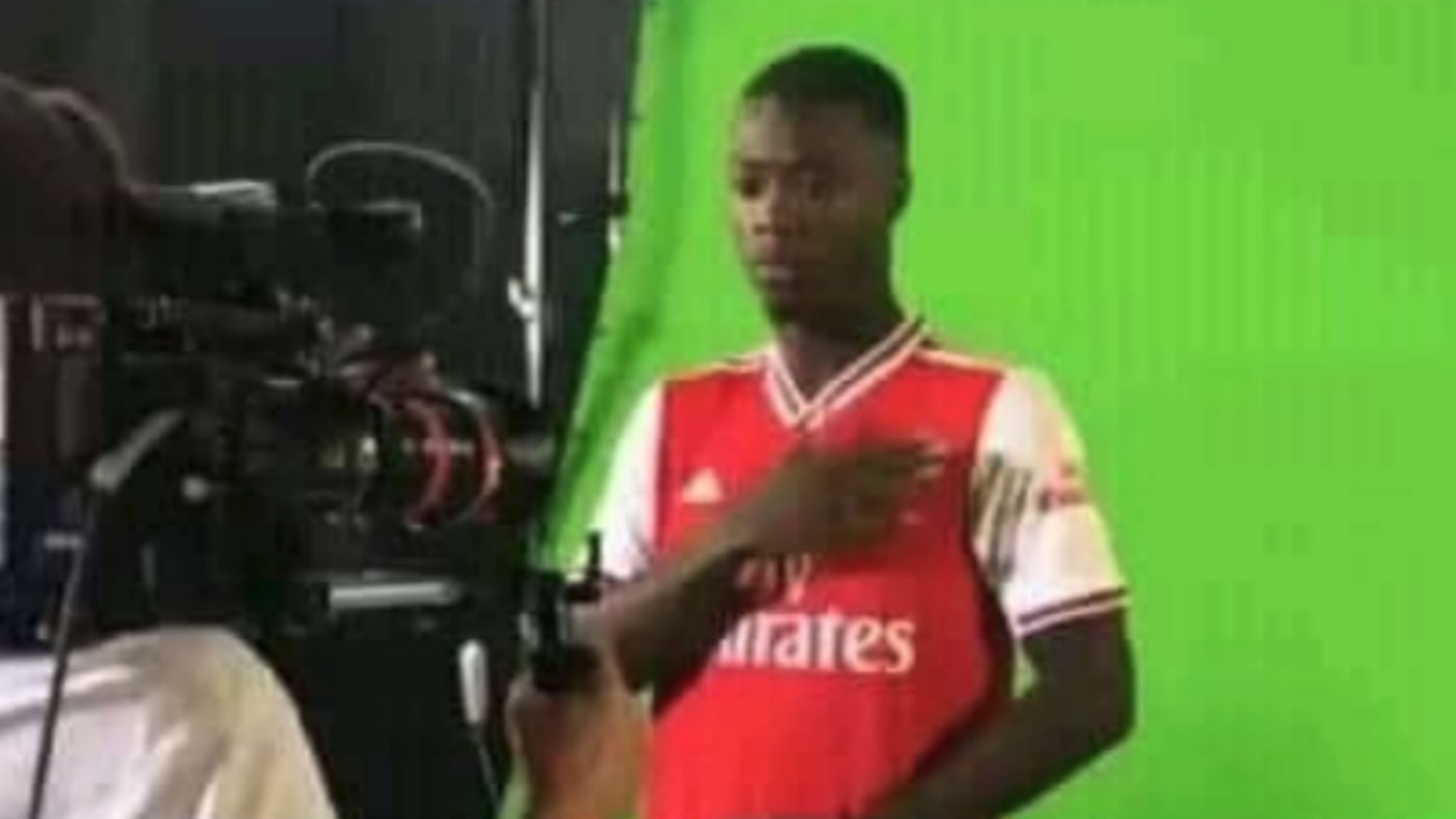 Nicolas Pepe has been pictured wearing an Arsenal shirt ahead of his transfer to the Gunners 