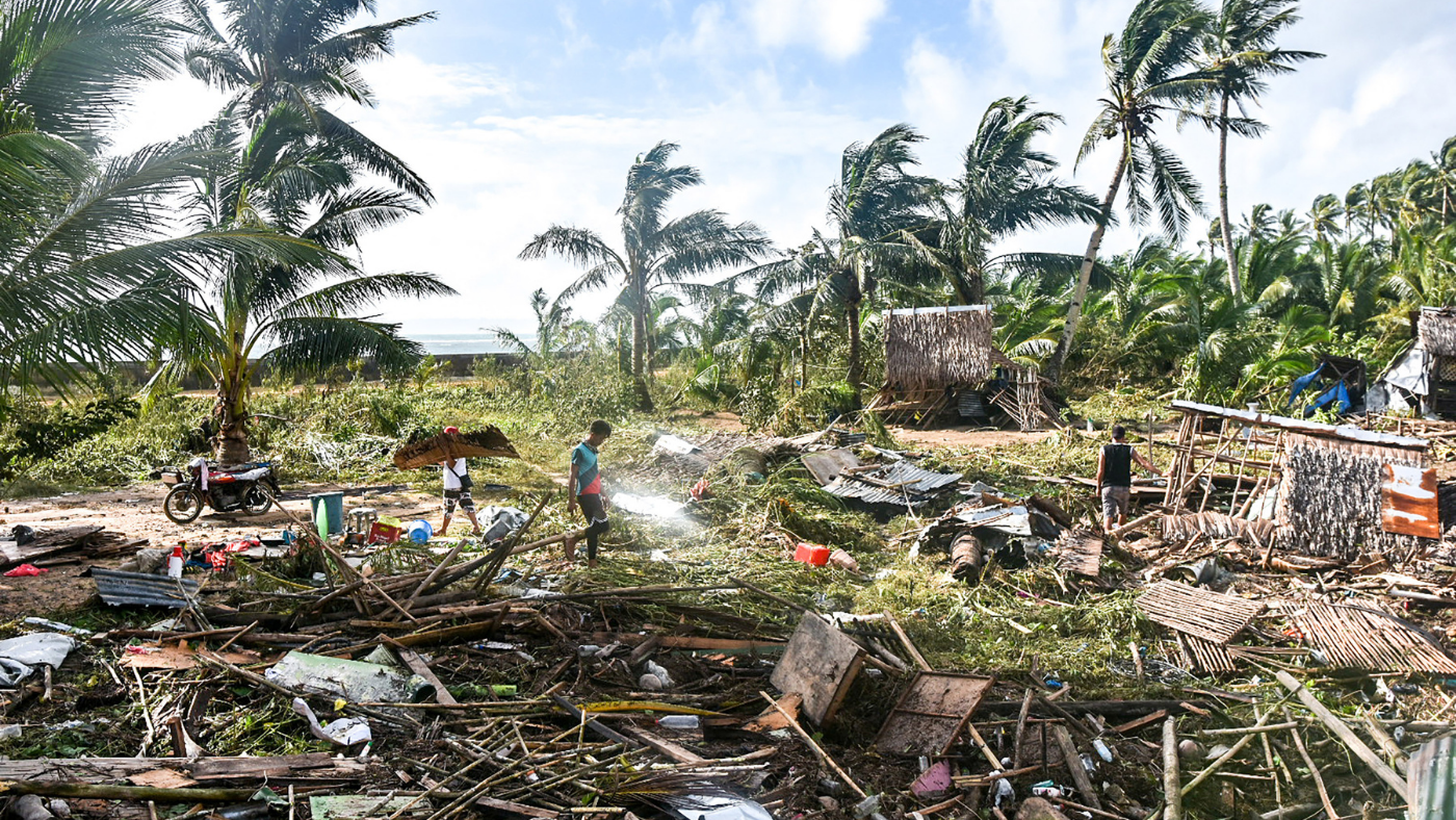 Storm-battered land in Philippines