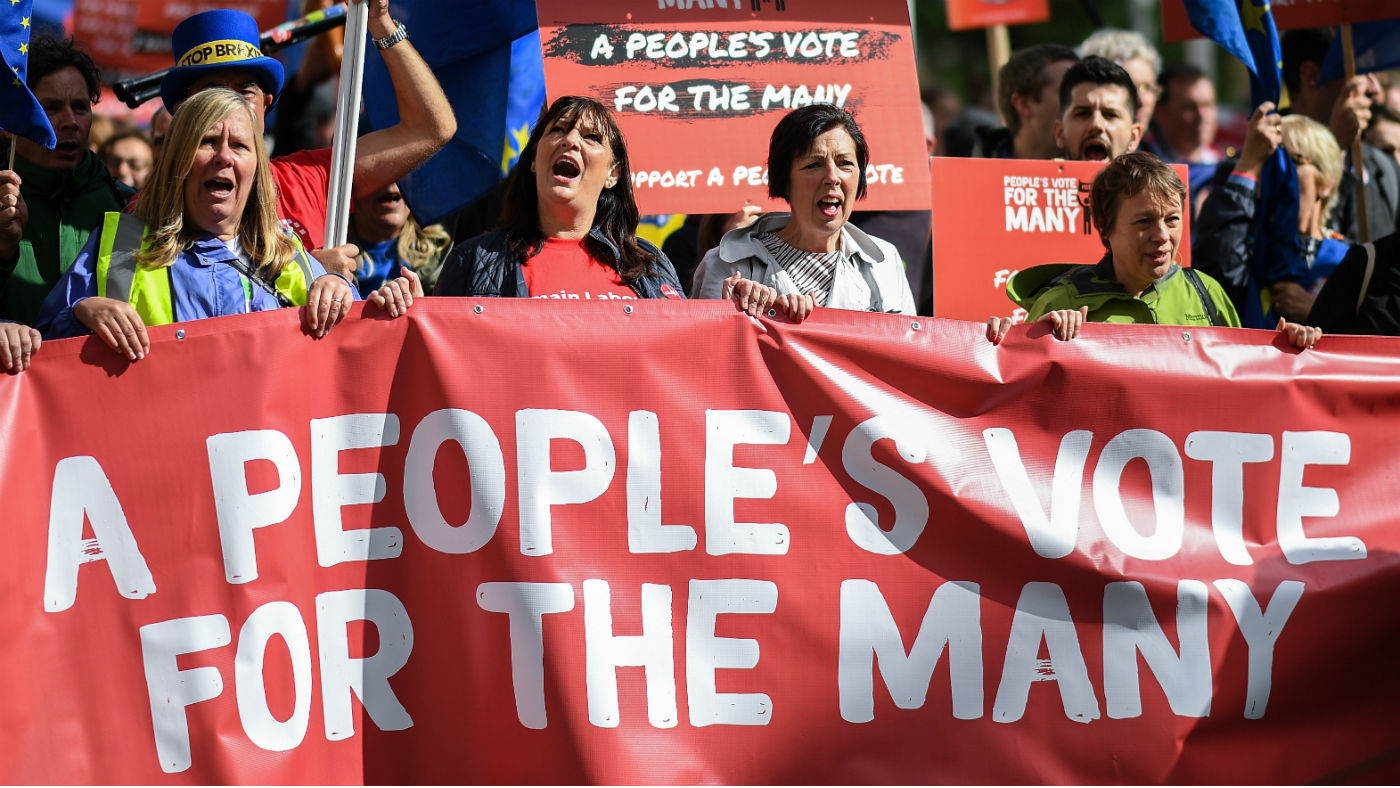 A People&#039;s Vote march in Liverpool on Saturday
