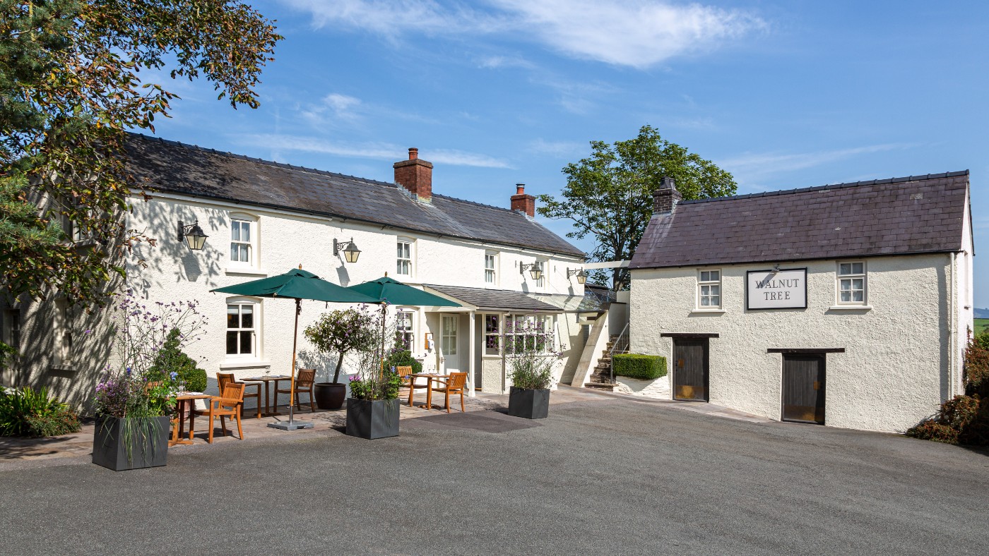 The Walnut Tree restaurant is located two miles east of Abergavenny in Wales