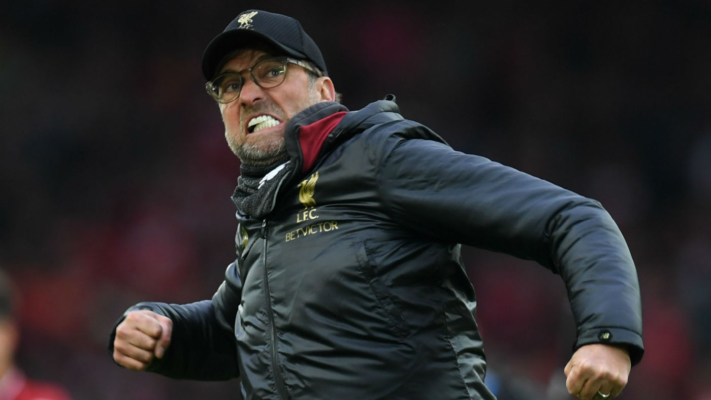 Liverpool manager Jurgen Klopp celebrates the victory against Tottenham at Anfield