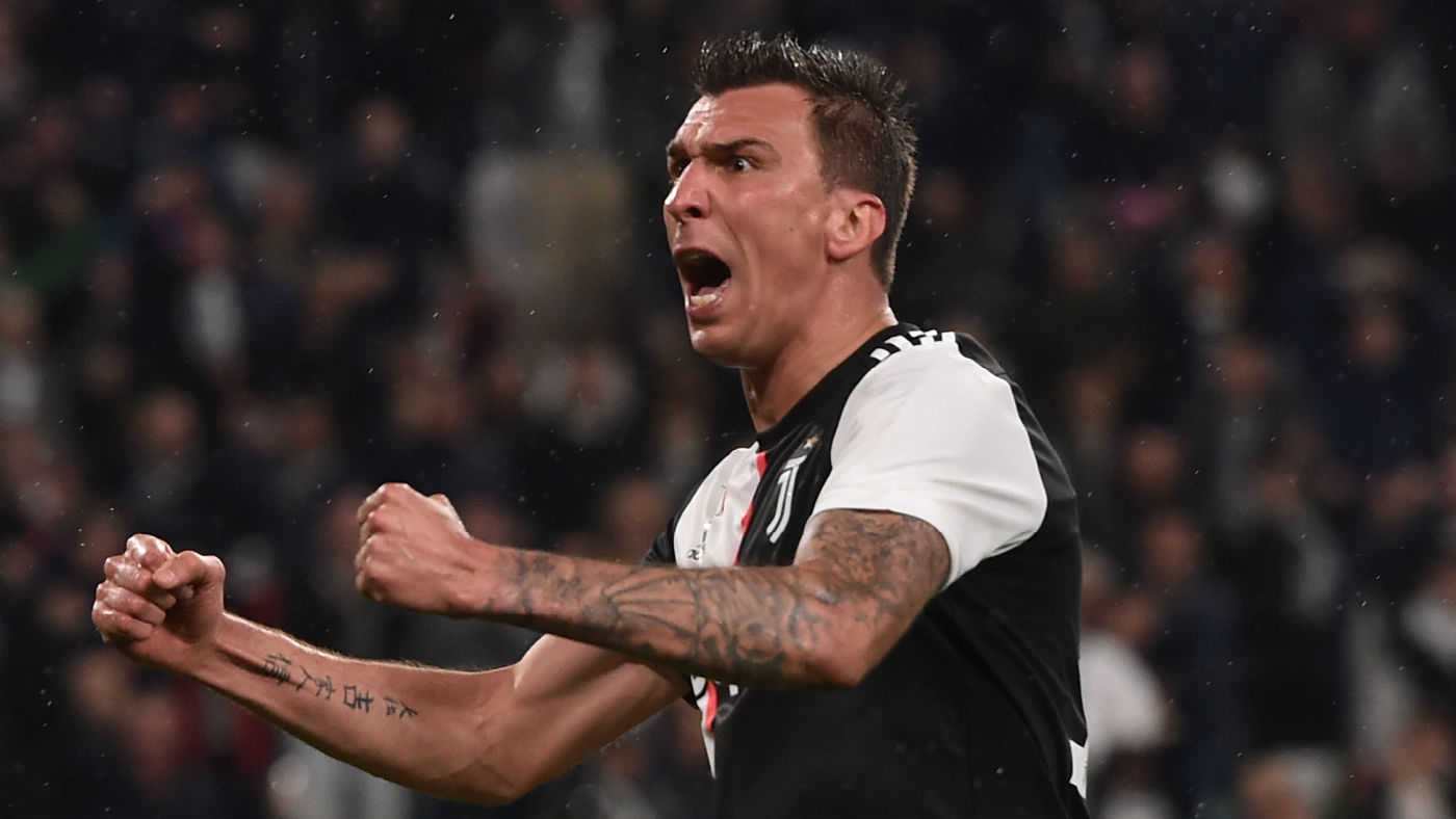 Croatian striker Mario Mandzukic celebrates scoring a goal for Juventus