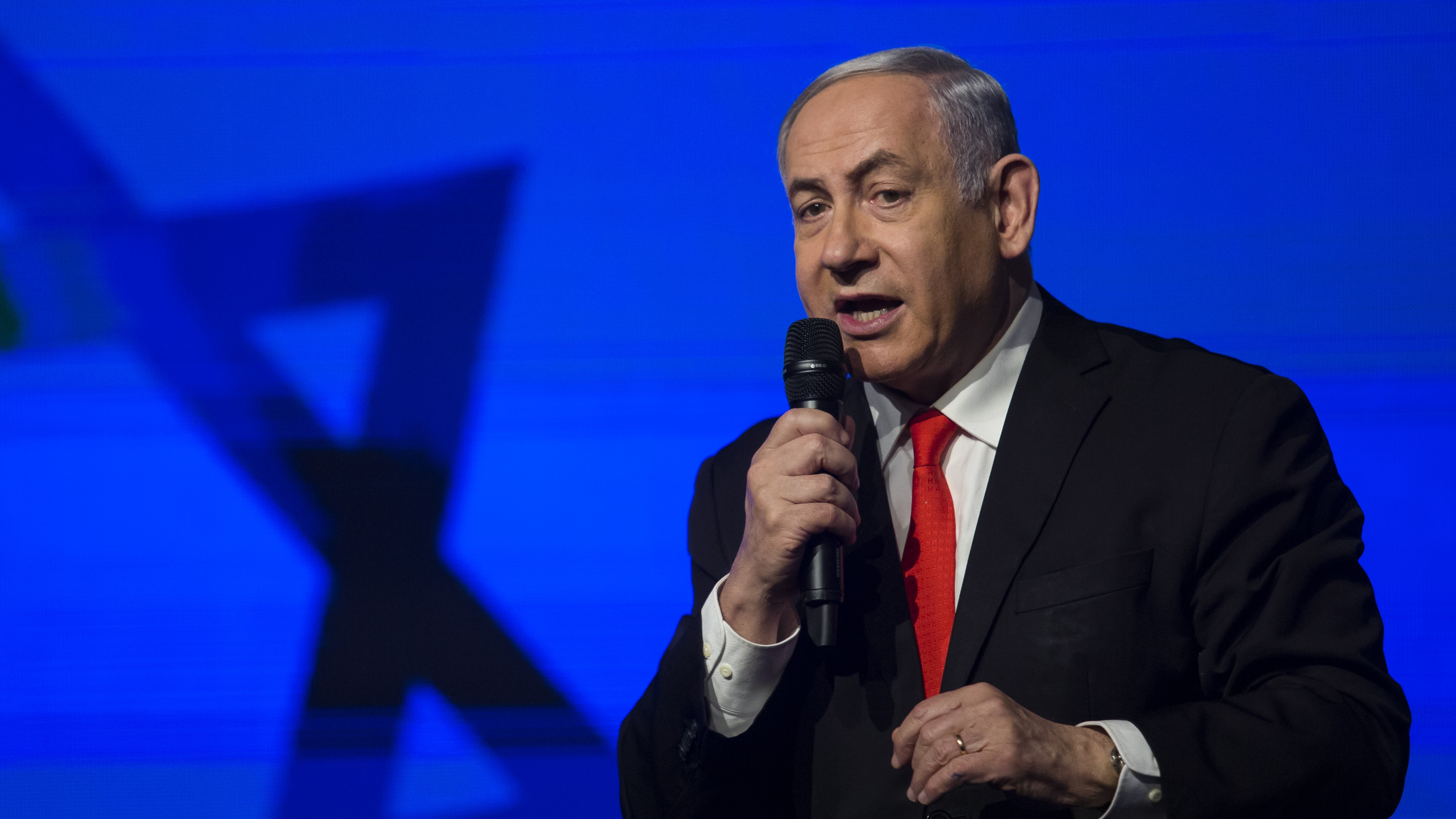 Benjamin Netanyahu at an election rally in January 2021