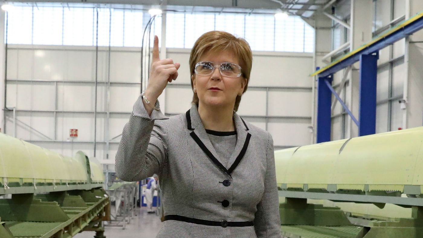Scottish First Minister Nicola Sturgeon visits an aerospace factory in Prestwick