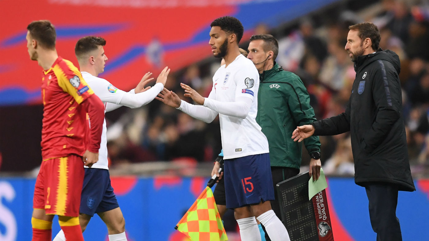 Joe Gomez replaced Mason Mount in the 70th minute of England’s 7-0 win against Montenegro 