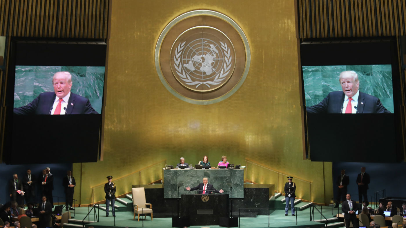 Donald Trump addresses the UN General Assembly