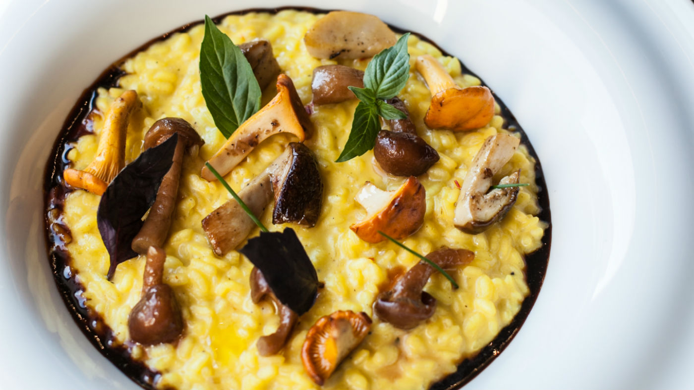 Saffron risotto with forest mushrooms recipe by executive sous chef Luigi Ferraro from the Four Seasons Hotel Doha