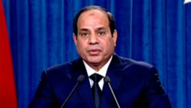 President Abdel Fatah al-Sisi making a televised statement