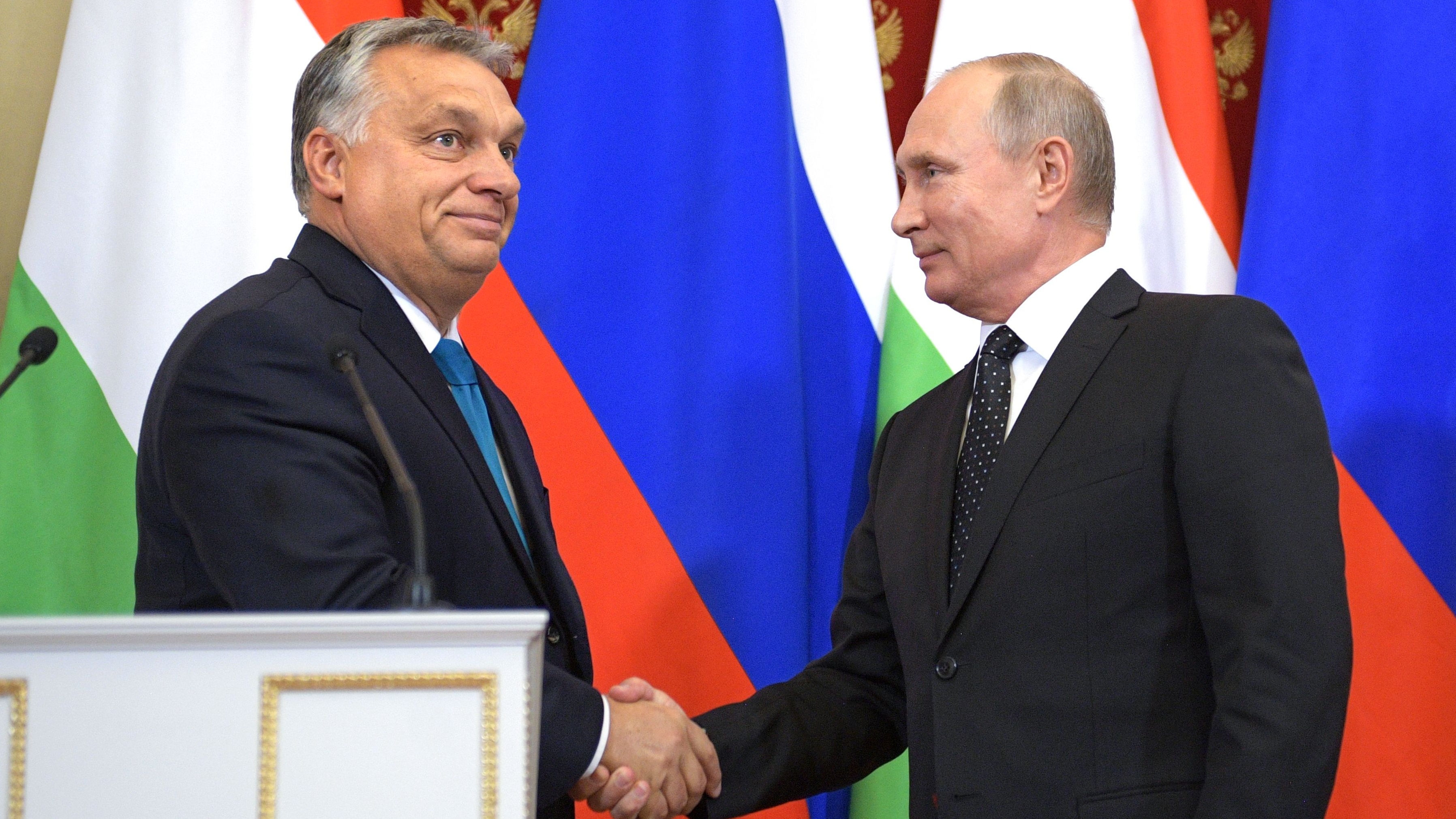 Viktor Orban and Vladimir Putin pictured in Moscow in 2018