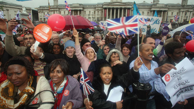 Migrant workers protest in Trafalgar Square