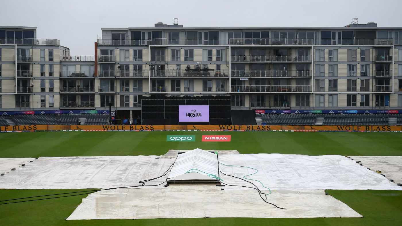 The scene at the Bristol County Ground as the Cricket World Cup clash between Bangladesh and Sri Lanka was abandoned