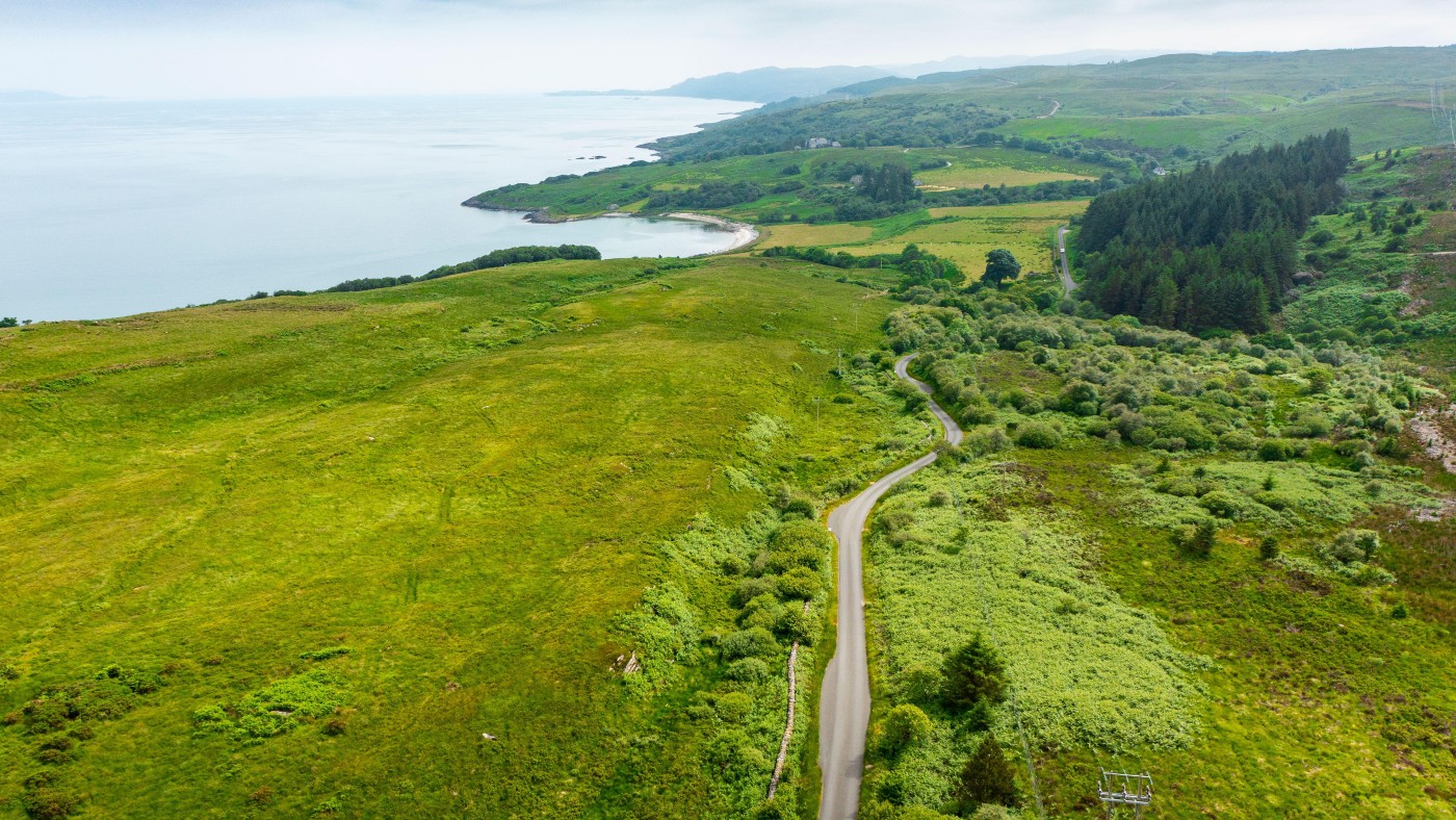 A single track rural road on Kintyre peninsula, part of the Kintyre 66 