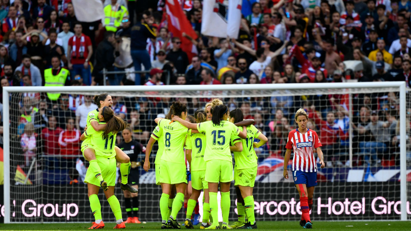 Barcelona women beat Atletico Madrid 2-0 in front of a world-record 60,739 crowd at the Wanda Metropolitano stadium in Madrid