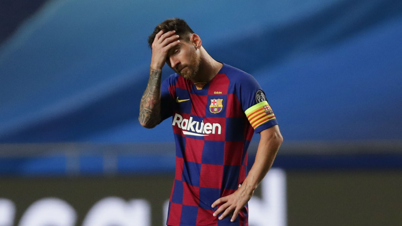 Lionel Messi looks dejected after Barcelona’s 8-2 hammering by Bayern Munich in the Champions League