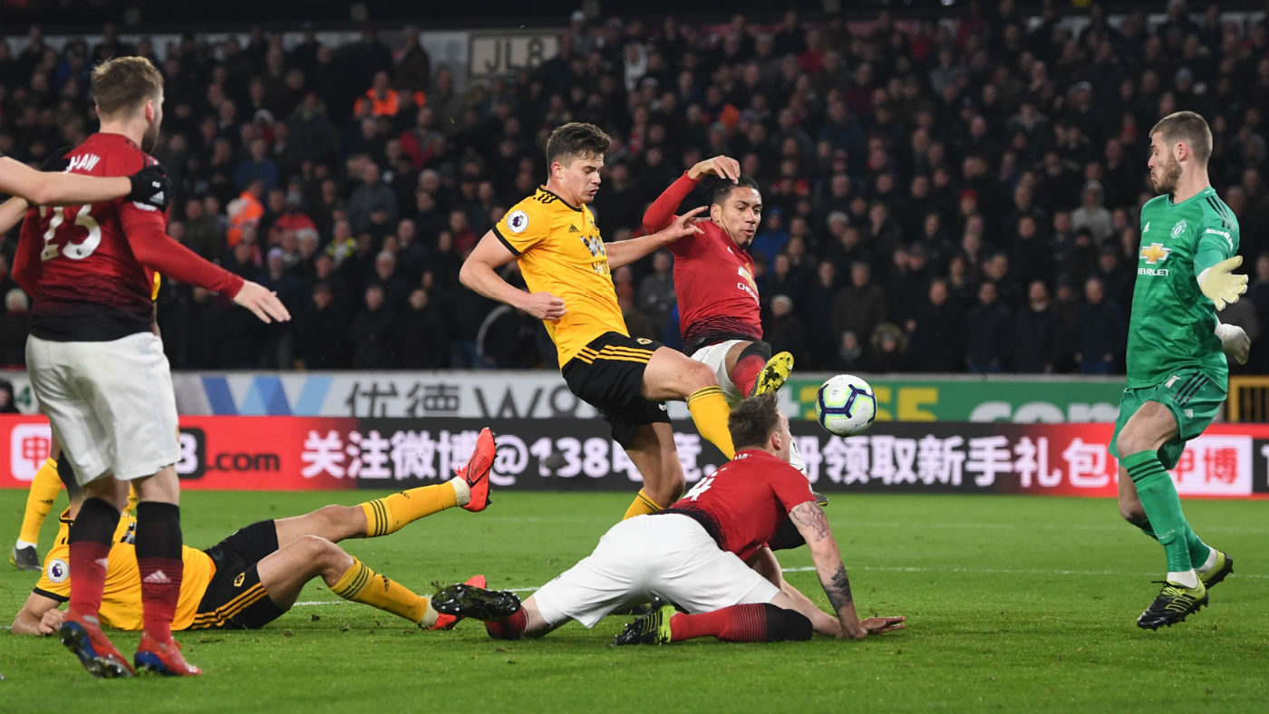 Chris Smalling’s own goal gave Wolves their 2-1 victory against Manchester United at Molineux