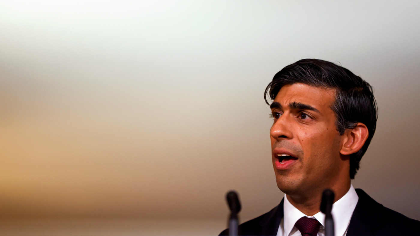 Rishi Sunak delivers a speech to the Conservative Party conference.