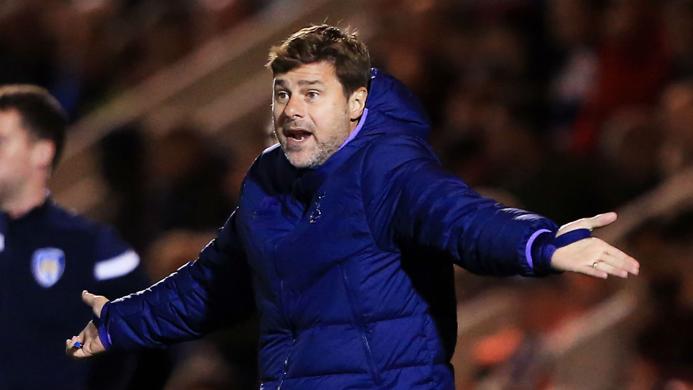 Tottenham boss Mauricio Pochettino reacts during the Carabao Cup loss at Colchester