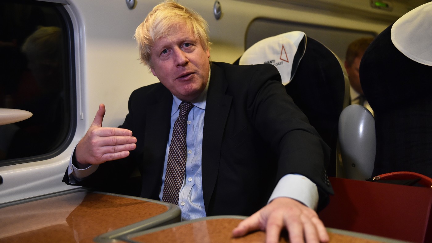 Boris Johnson on a train