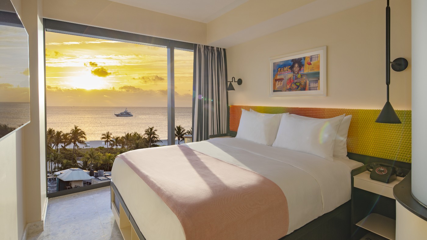 Bedroom with stunning view of sunset