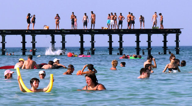 Holidaymakers at a beach in Protaras, Cyprus