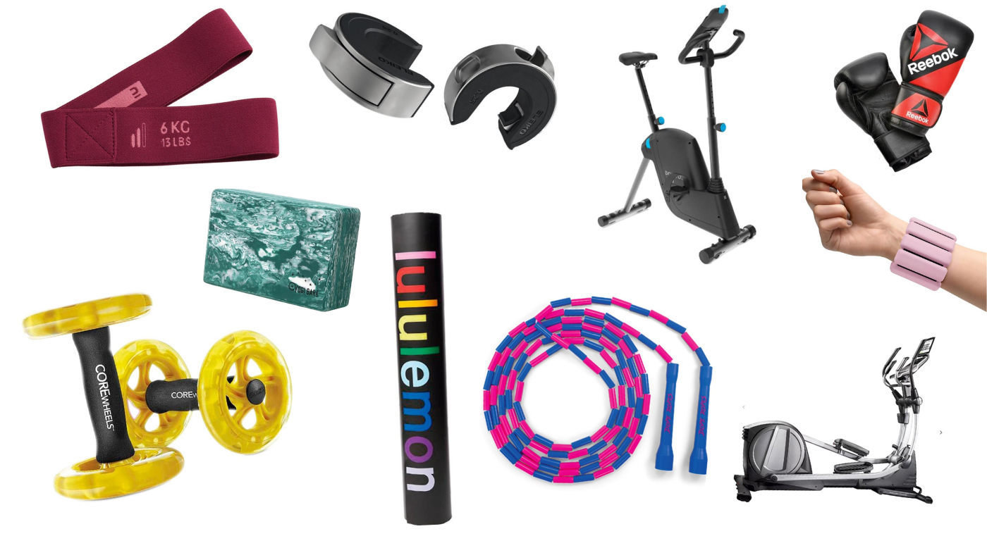 Selection of home gym equipment 