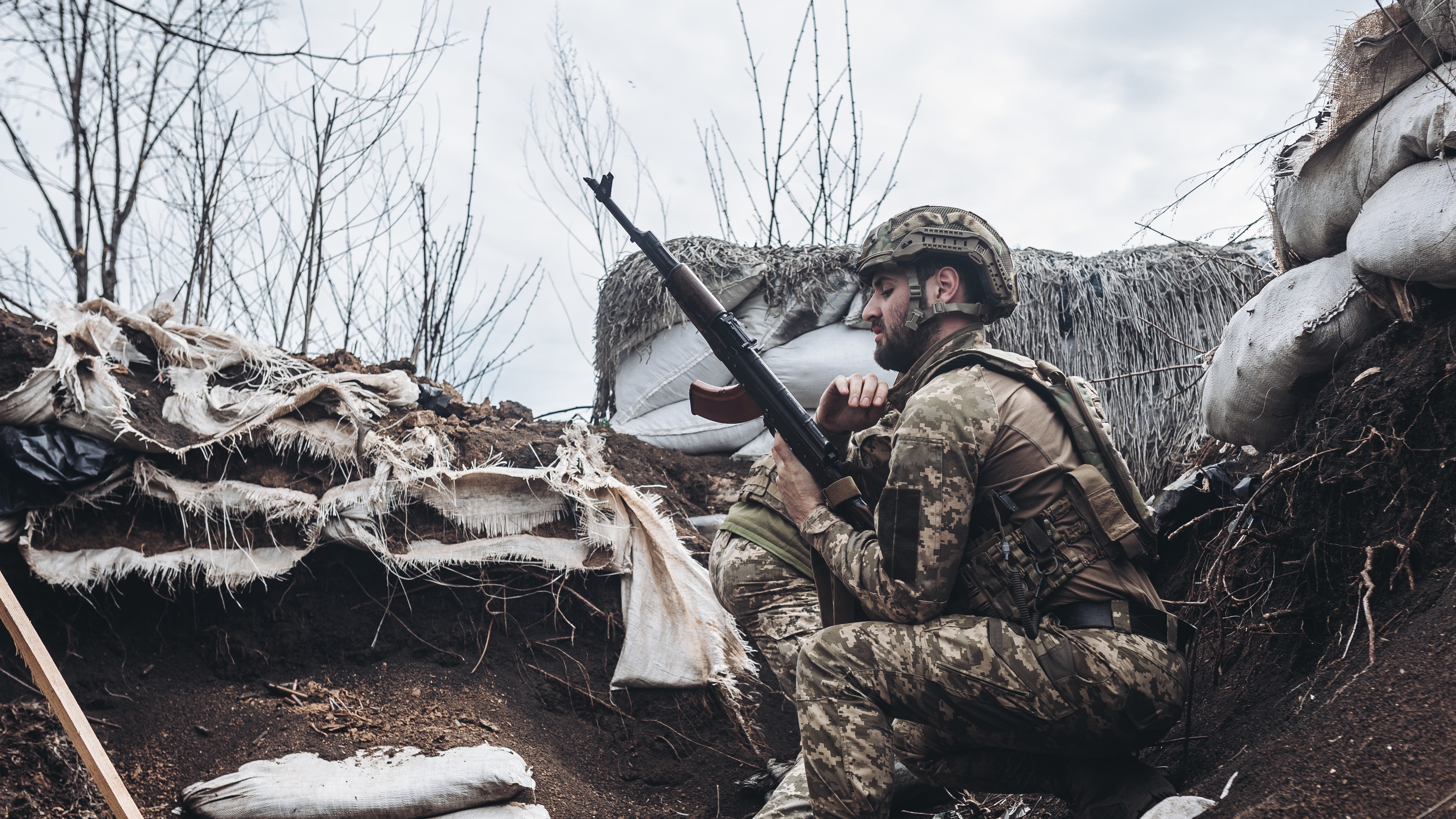 A Ukrainian soldier on the frontline in Donbas