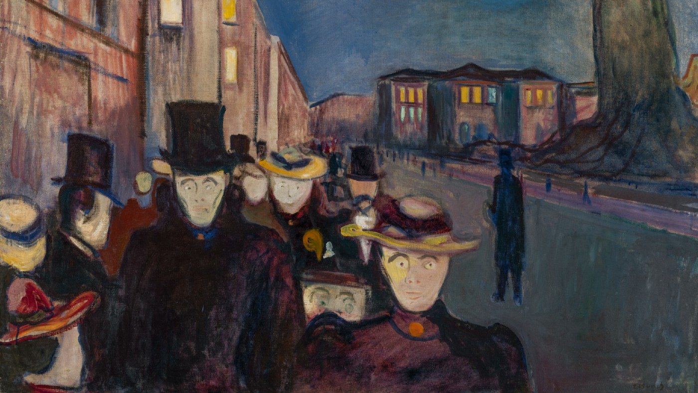 Evening on Karl Johan Street (1892) by Edvard Munch 