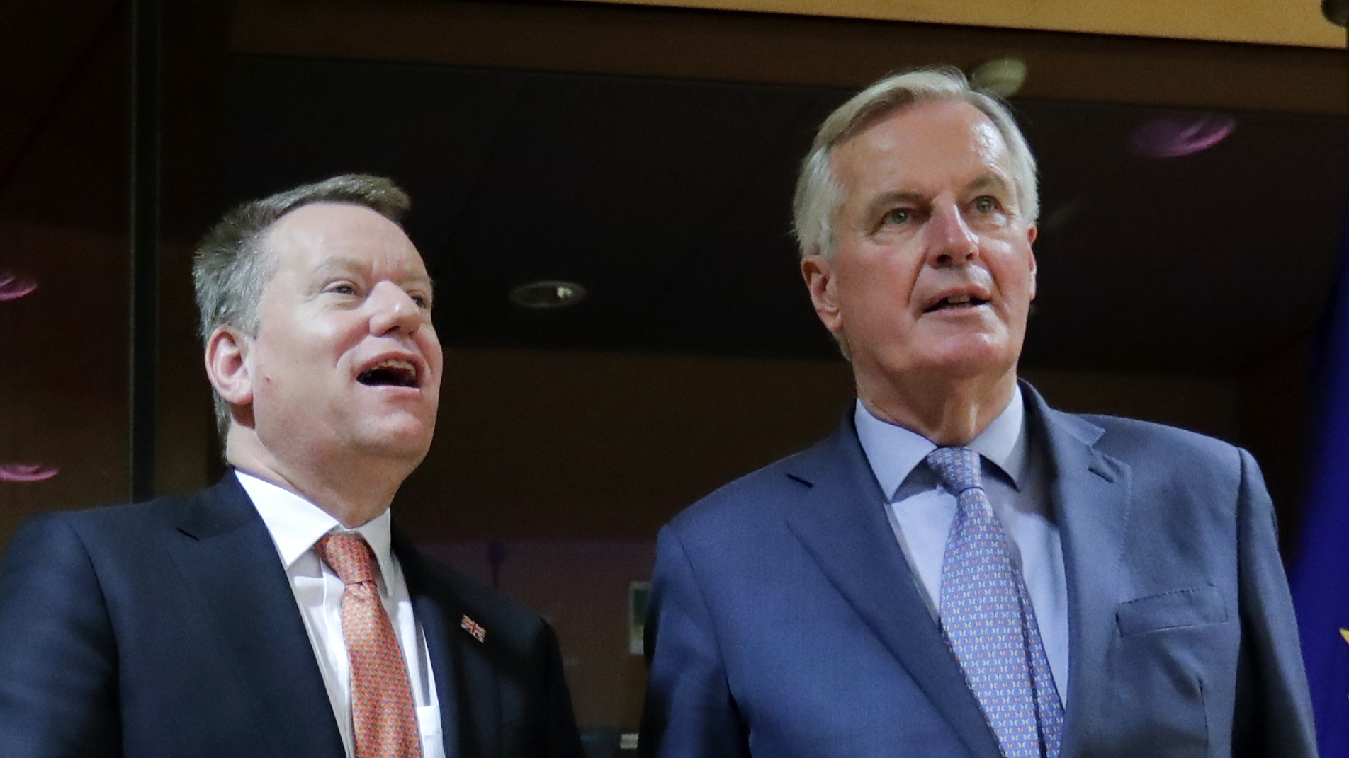 Michel Barnier and Lord David Frost pose for a photograph