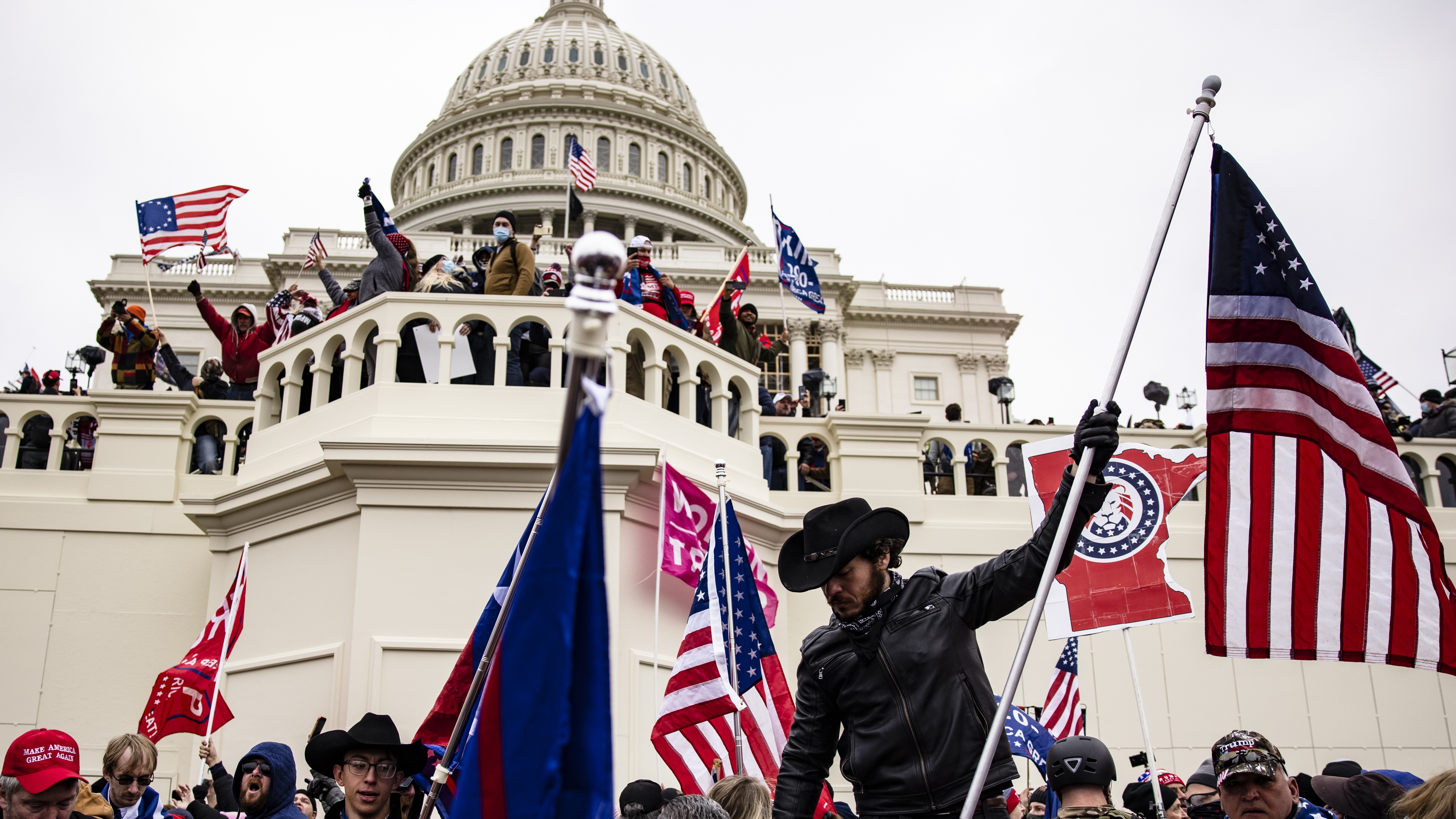 Pro-Trump supporters storm the U.S. Capitol following a rally with President Donald Trump.