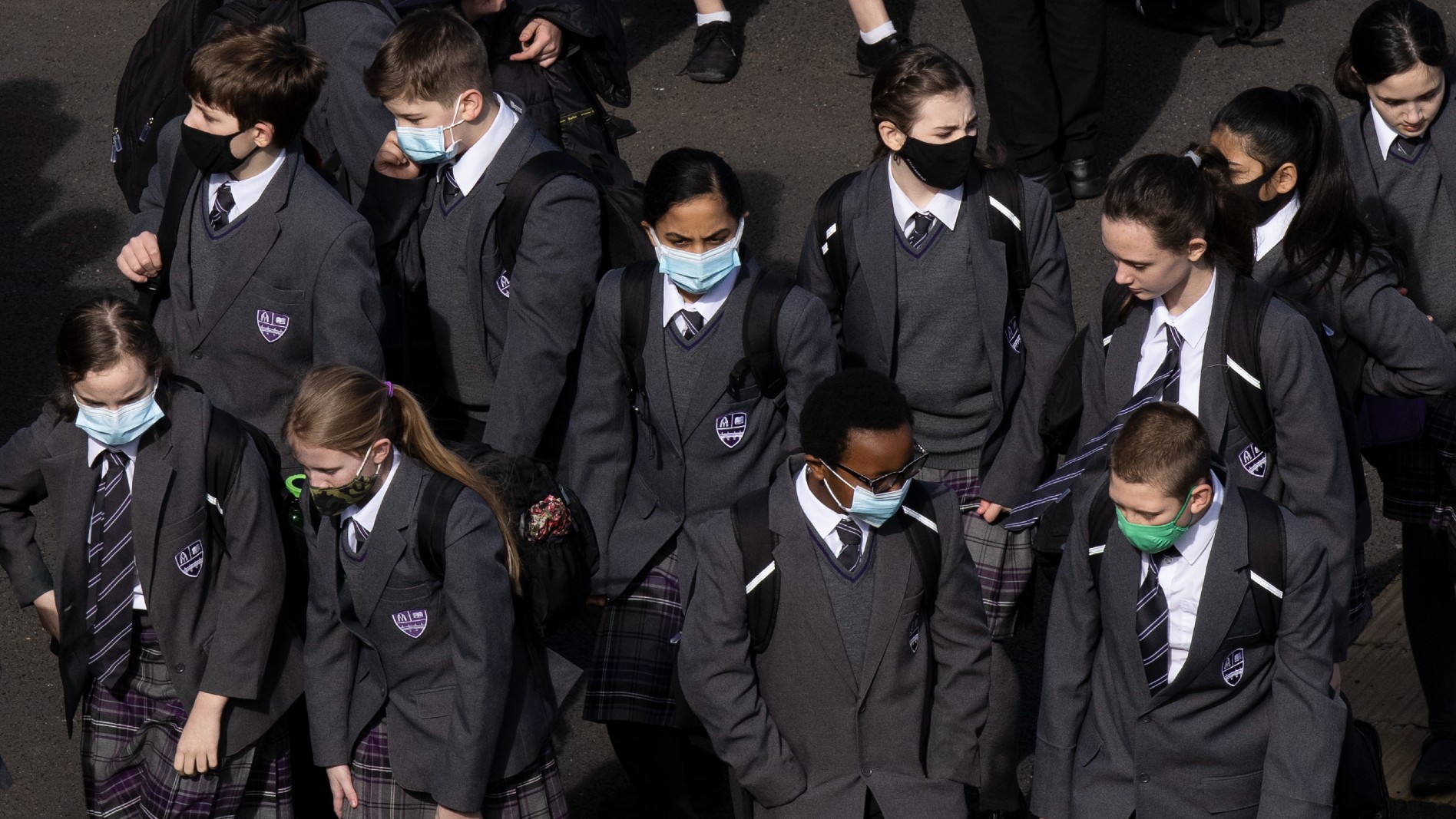 School children in masks