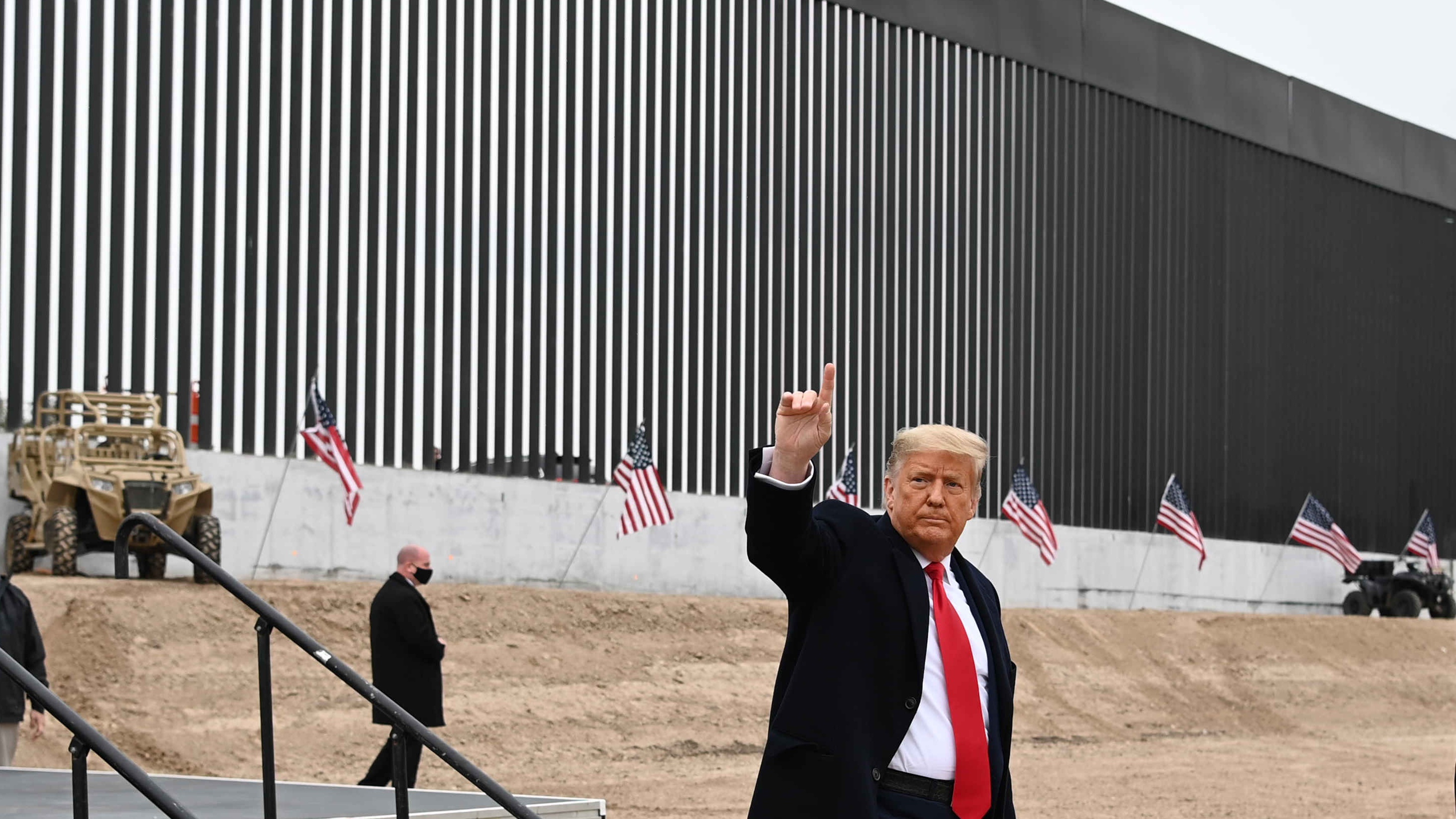 Donald Trump tours a section of the border wall in Alamo, Texas.