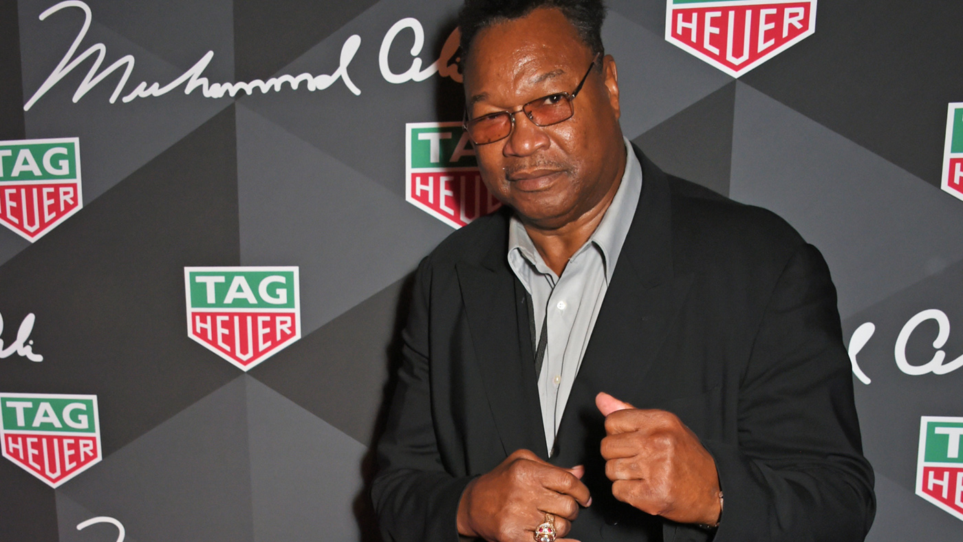 LONDON, ENGLAND - OCTOBER 10:Larry Holmes attends the launch of the TAG Heuer Muhammad Ali Limited Edition Timepieces at BXR Gym on October 10, 2017 in London, England. Pic Credit: Dave Benet