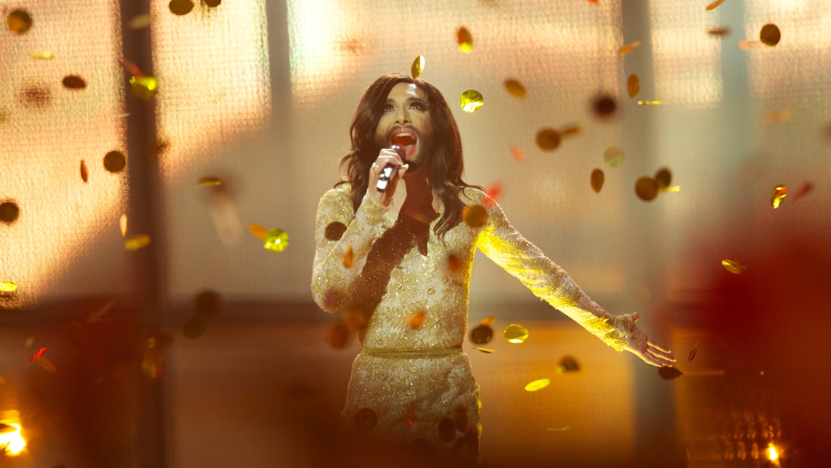 Austria’s Conchita Wurst performs on stage after winning the Eurovision Song Contest 2014 in Copenhagen, Denmark