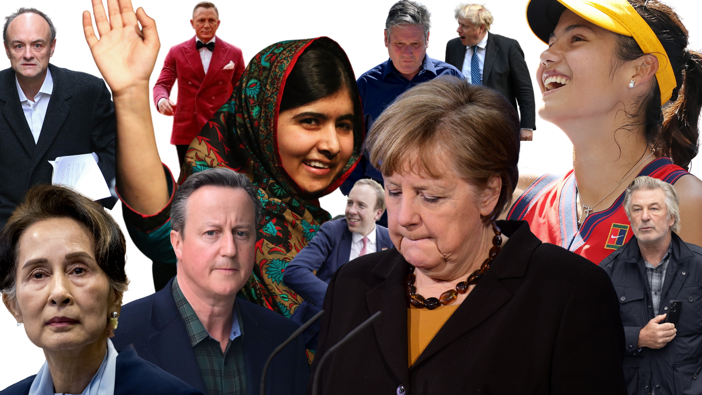 Collage of public figures including Angela Merkel, David Cameron and Emma Radacanu