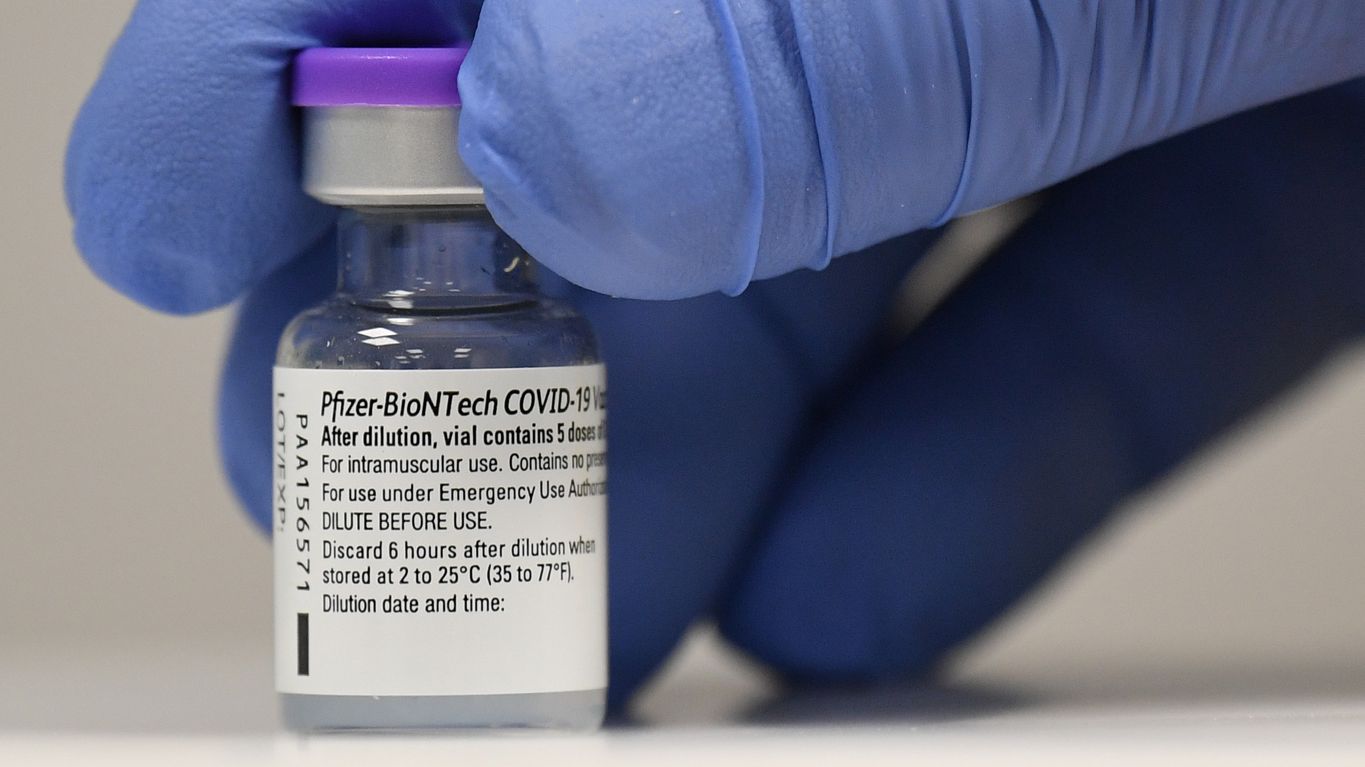 A vial of the Pfizer-BioNTech vaccine