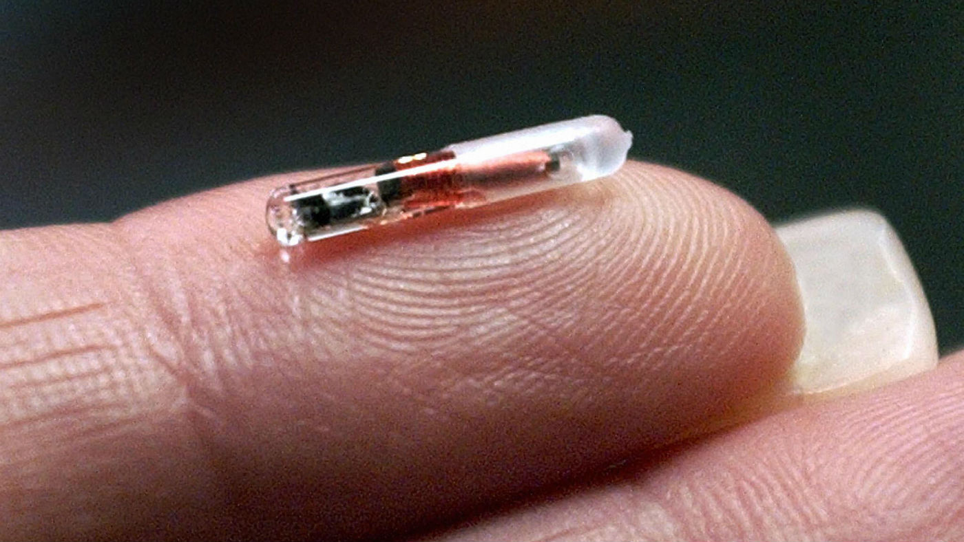 Microchip on a finger